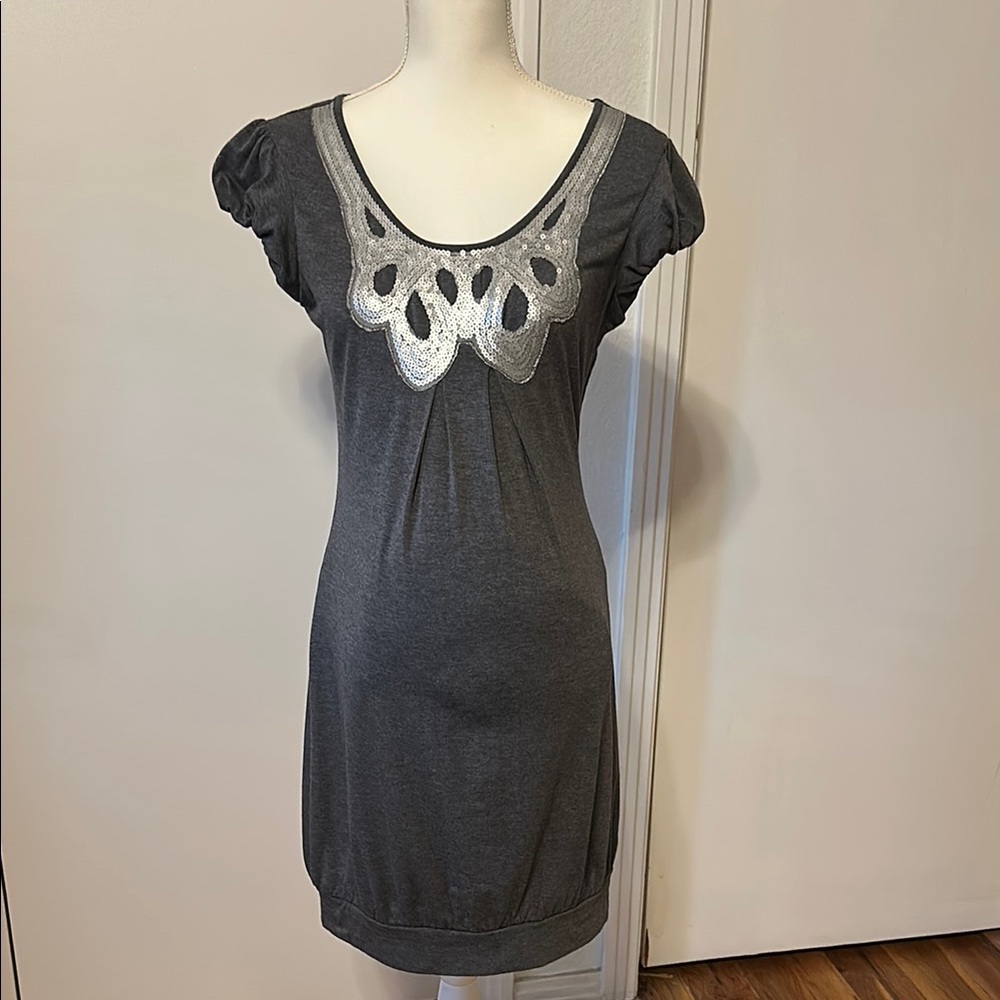 Gray Dress with Silver Accents- for Maternity as well. - Picture 7 of 9